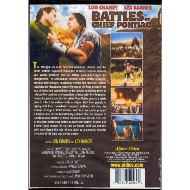 BATTLE OF CHIEF PONTIAC - LON CHANEY & LEX BARKER NEW ALL REGION DVD