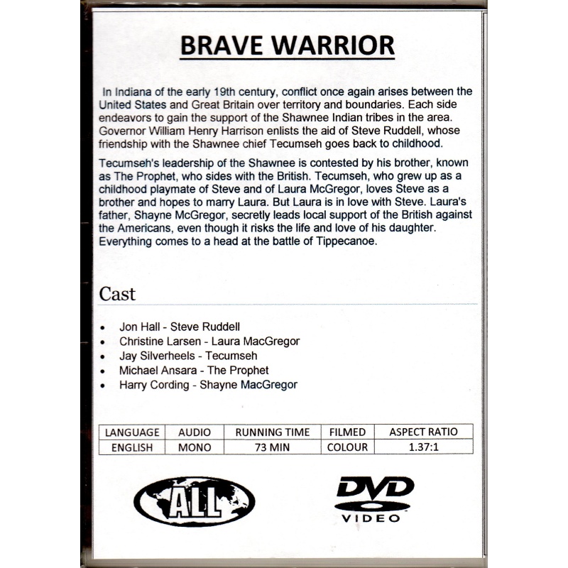 BRAVE WARRIOR - JON HALL ALL REGION DVD