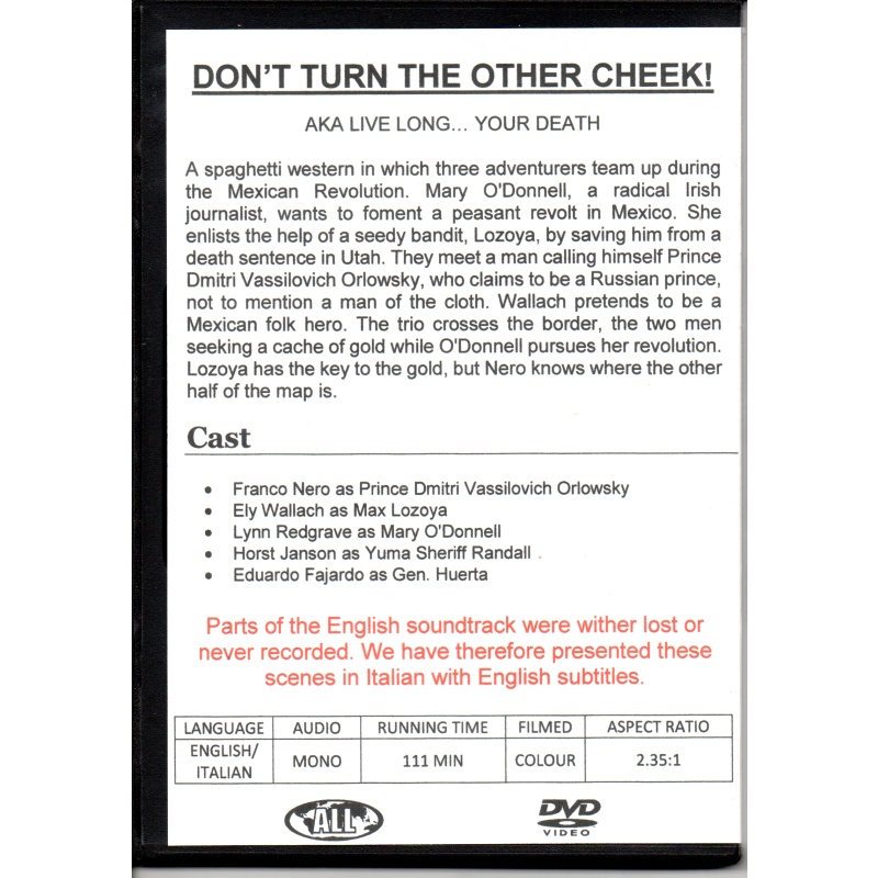 DON'T TURN THE OTHER CHEEK - ELI WALLACH & LYNN REDGRAVE  ALL REGION DVD
