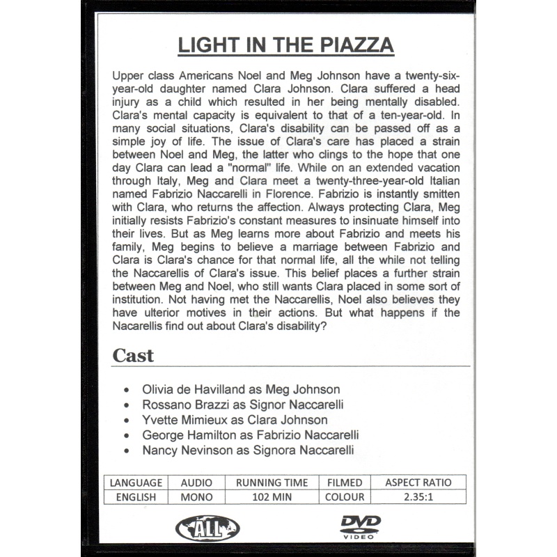 LIGHT IN THE PIAZZA - OLIVIA DE HAVILLAND ALL REGION DVD