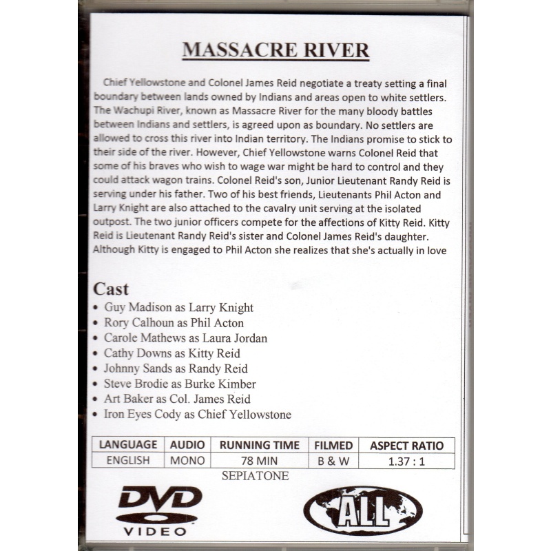 MASSACRE RIVER - GUY MADISON & RORY CALHOUN  ALL REGION DVD