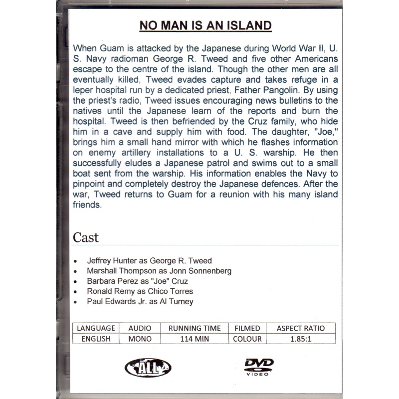 NO MAN IS AN ISLAND - JEFF HUNTER & BARBARA PEREZ ALL  REGION DVD