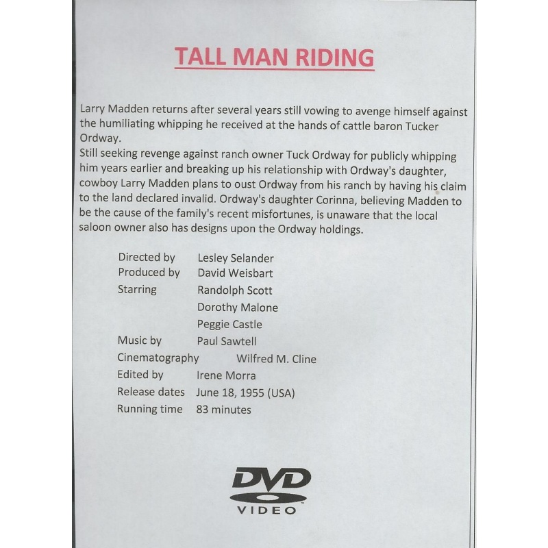 TALL MAN RIDING - STARRING RANDOLPH SCOTT ALL REGION DVD