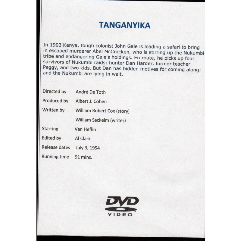 TANGANYIKA - VAN HEFLIN - ALL REGION DVD