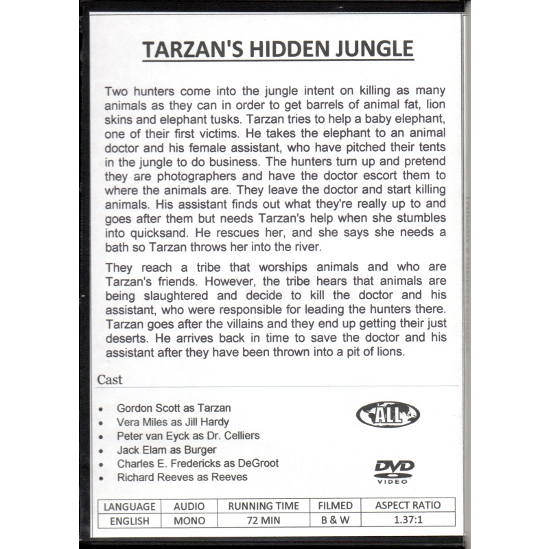TARZAN'S HIDDEN JUNGLE - GORDON SCOTT NEW ALL REGION DVD