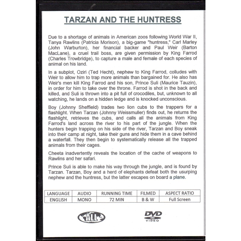 TARZAN AND THE HUNTRESS  - JOHNNY WEISSMULLER NEW ALL REGION DVD