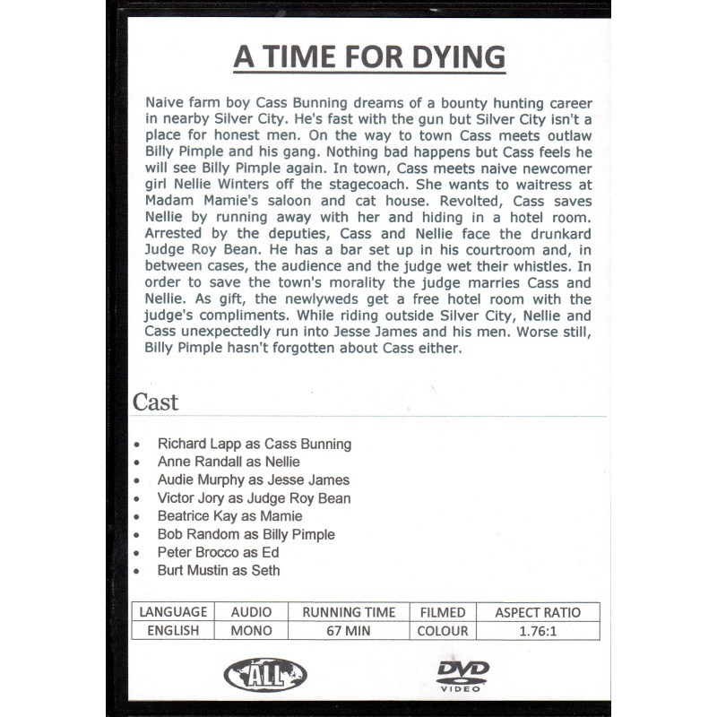 A TIME FOR DYING - AUDIE MURPHY  ALL REGION DVD