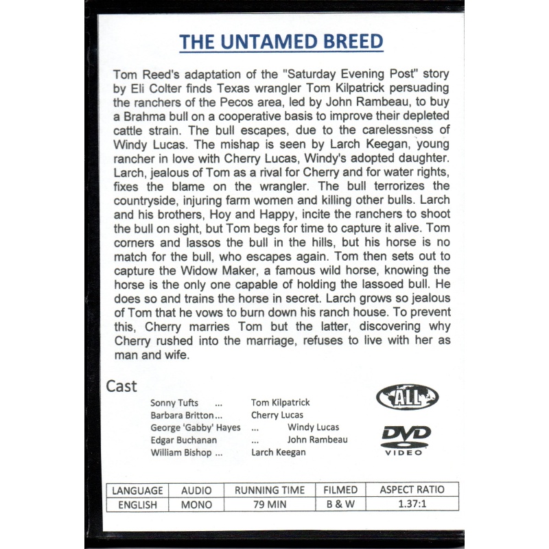 UNTAMED BREED - GEORGE "GABBY" HAYES ALL REGION DVD