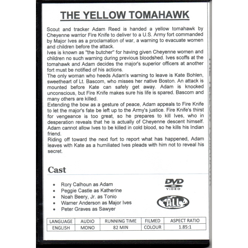 YELLOW TOMAHAWK - RORY CALHOUN DUFF ALL REGION DVD