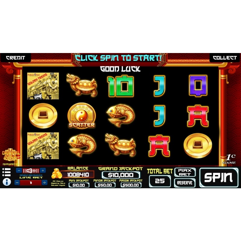 Oriental Gold Golden Trains - Slots Pokies Arcade - PC Usb Drive - Win 10, 11