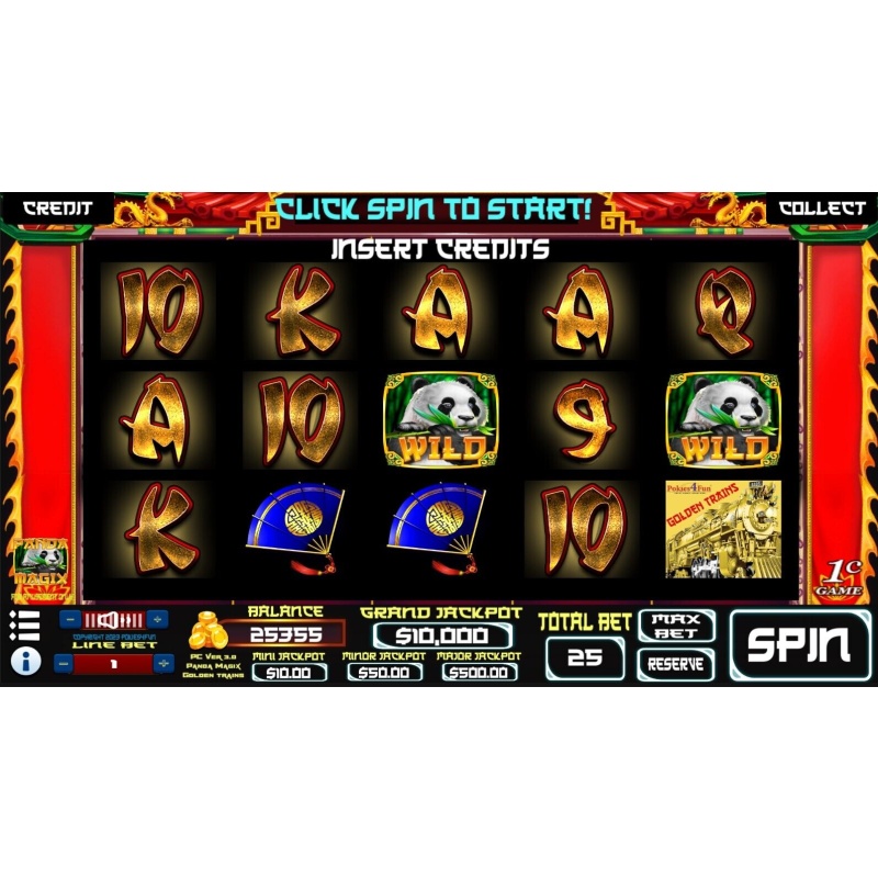 Panda Magix Golden Trains - Slots Pokies Arcade - PC Usb Drive - Win 10, 11