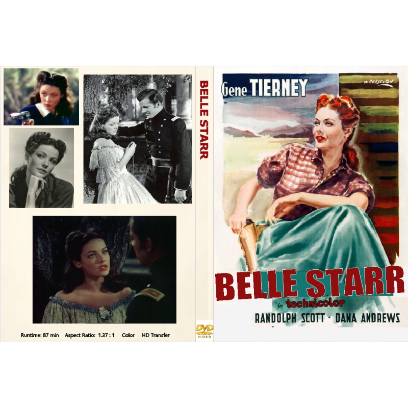 BELLE STARR (1941) DVD Gene Tierney, Dana Andrews, Randolph Scott