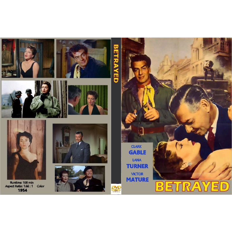 BETRAYED (1954) Clark Gable Lana Turner Victor Mature