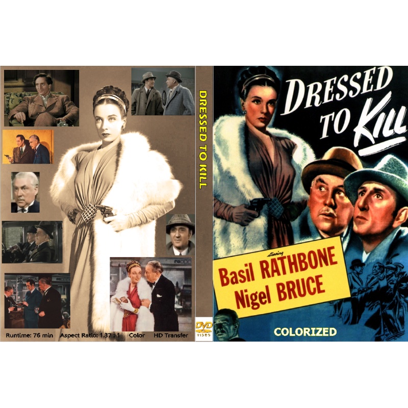 DRESSED TO KILL (1946) Basil Rathbone Nigel Bruce COLORIZED VERSION