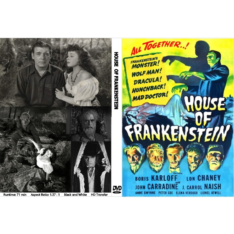 HOUSE OF FRANKENSTEIN (1944) Boris Karloff Lon Chaney Jr. John Carradine