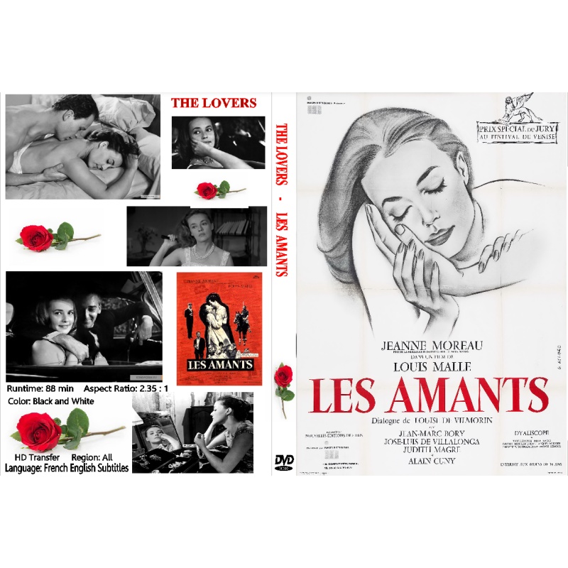 THE LOVERS (1958)  (French: Les amants) is a 1958 French drama film directed by Louis Malle which stars Jeanne Moreau, Alain Cuny, and Jean-Marc Bory.