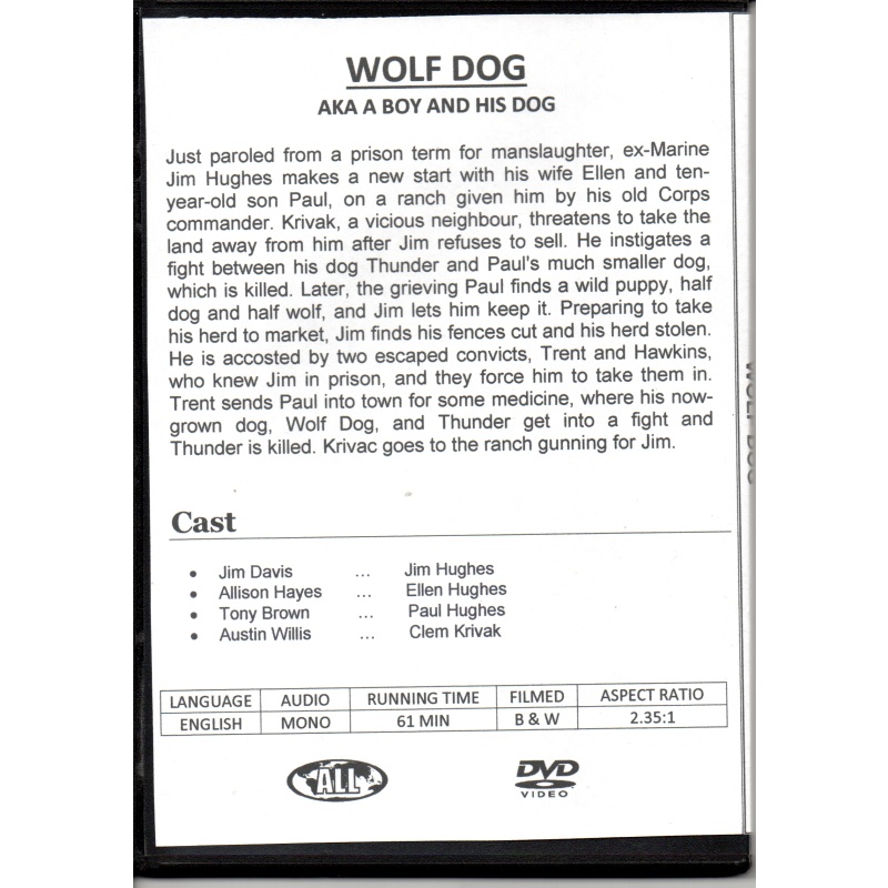 WOLF DOG, THE - STARRING JIM DAVIS & ALLISON HAYES ALL REGION DVD